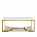 London Marble Veneer Top And Gold Steel Base Coffee Table - Gold