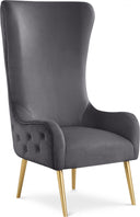 Alexander Velvet Upholstered Accent Chair - Grey