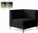 Alina Velvet Upholstered Modular Corner Chair - Black