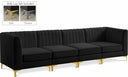 Alina 116.5" Velvet Upholstered 4pc. Modular Sofa - Black