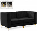 Alina 65" Velvet Upholstered 2pc. Modular Loveseat - Black