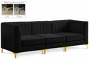 Alina 91" Velvet Upholstered 3pc. Modular Sofa - Black
