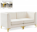 Alina 65" Velvet Upholstered 2pc. Modular Loveseat - Cream