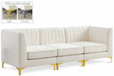 Alina 91" Velvet Upholstered 3pc. Modular Sofa - Cream