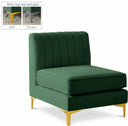 Alina Velvet Upholstered Modular Armless Chair - Green
