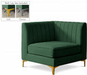 Alina Velvet Upholstered Modular Corner Chair - Green