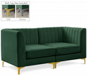 Alina 65" Velvet Upholstered 2pc. Modular Loveseat - Green