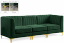 Alina 91" Velvet Upholstered 3pc. Modular Sofa - Green