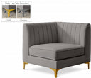Alina Velvet Upholstered Modular Corner Chair - Grey