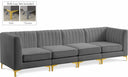 Alina 116.5" Velvet Upholstered 4pc. Modular Sofa - Grey