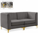 Alina 65" Velvet Upholstered 2pc. Modular Loveseat - Grey