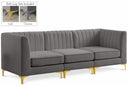 Alina 91" Velvet Upholstered 3pc. Modular Sofa - Grey
