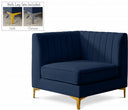 Alina Velvet Upholstered Modular Corner Chair - Blue