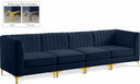 Alina 116.5" Velvet Upholstered 4pc. Modular Sofa - Blue