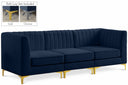 Alina 91" Velvet Upholstered 3pc. Modular Sofa - Blue
