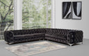 Delilah - Glam Black Fabric Sectional Sofa