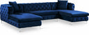 Gail 127" Velvet Upholstered 3pc. Sectional - Blue