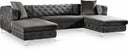 Gail 127" Velvet Upholstered 3pc. Sectional - Grey