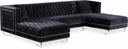 Moda 127" Velvet Upholstered 3pc. Sectional - Black