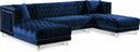 Moda 127" Velvet Upholstered 3pc. Sectional - Blue