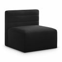 Quincy Velvet Upholstered Comfort Armless Modular Chair - Black