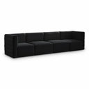 Quincy 126" Velvet Upholstered Comfort 4pc. Modular Sofa - Black