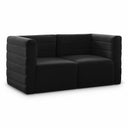 Quincy 63" Velvet Upholstered Comfort 2pc. Modular Loveseat - Black