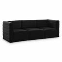 Quincy 95" Velvet Upholstered Comfort 3pc. Modular Sofa - Black