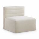 Quincy Velvet Upholstered Comfort Armless Modular Chair - Cream