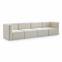 Quincy 126" Velvet Upholstered Comfort 4pc. Modular Sofa - Cream