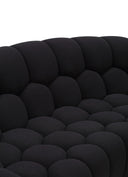 Yolonda - Modern Curved Black Fabric Sofa Set