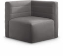 Quincy Velvet Upholstered Comfort Corner Modular Chair - Grey
