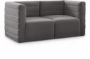 Quincy 63" Velvet Upholstered Comfort 2pc. Modular Loveseat - Grey