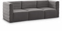 Quincy 95" Velvet Upholstered Comfort 3pc. Modular Sofa - Grey