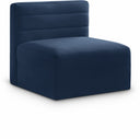 Quincy Velvet Upholstered Comfort Armless Modular Chair - Blue