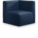 Quincy Velvet Upholstered Comfort Corner Modular Chair - Blue