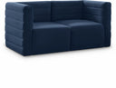 Quincy 63" Velvet Upholstered Comfort 2pc. Modular Loveseat - Blue