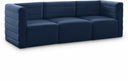 Quincy 95" Velvet Upholstered Comfort 3pc. Modular Sofa - Blue