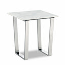 Carlton Marble Veneer Top And Chrome Steel Base End / Side Table - Chrome