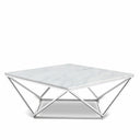 Skyler Genuine Marble Top And Chrome Steel Base Coffee Table - Chrome