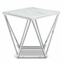 Skyler Genuine Marble Top And Chrome Steel Base End / Side Table - Chrome