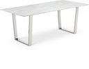 Carlton 78" Marble Veneer Top And Chrome Steel Base Dining Table - Chrome