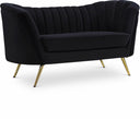 Margo 65" Velvet Upholstered Loveseat - Black