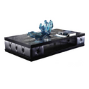 Cecily Transitional Black Leather w/ Crystals Coffee Table
