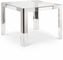 Casper 38" Glass Top, Acrylic And Steel Base Dining / Game Table - Chrome