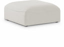 Miramar Linen Textured Fabric Upholstered Modular Ottoman - Cream