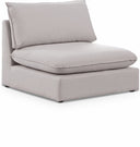 Mackenzie Linen Textured Fabric Upholstered Armless Modular Chair - Beige