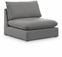 Mackenzie Linen Textured Fabric Upholstered Armless Modular Chair - Grey