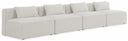 Cube 144" Fabric Upholstered 4pc. Armless Modular Sofa - Cream