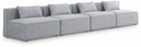 Cube 144" Fabric Upholstered 4pc. Armless Modular Sofa - Grey